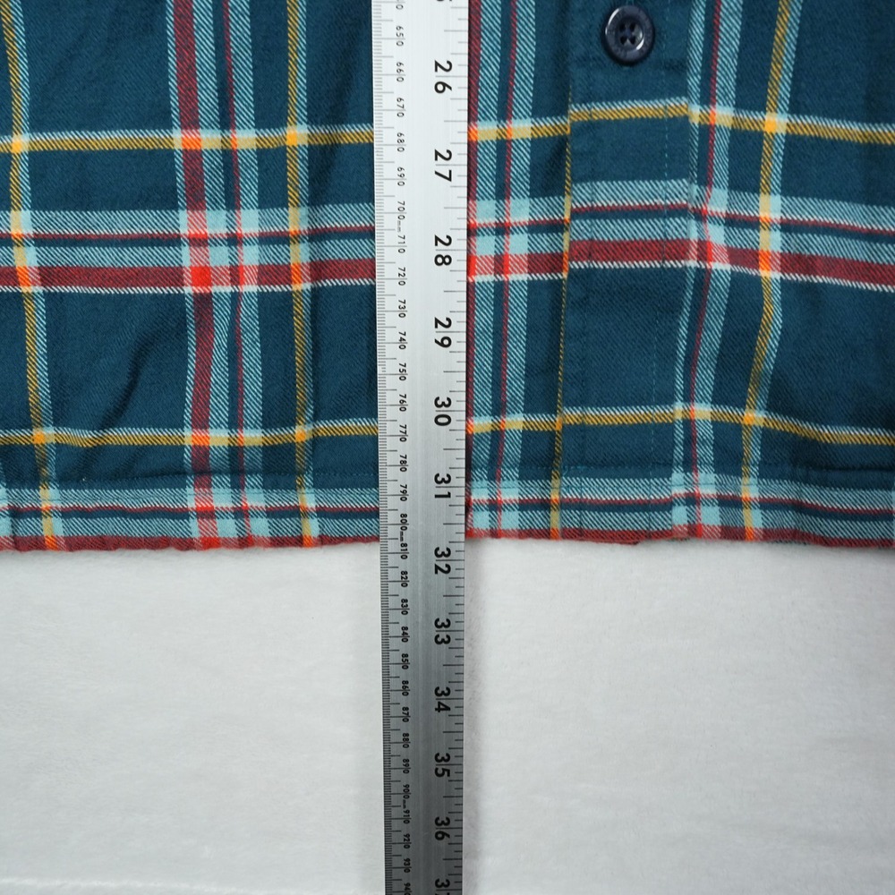 LL Bean Mens Fleece Lined Flannel Shirt Jacket Admiral Blue Plaid Hooded Large - Picture 6 of 7